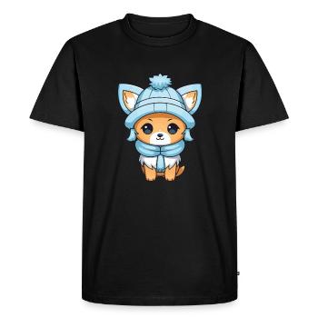 Fox Winter Comic - Men's Premium Organic T-Shirt - black - Front - Nico (187cm)