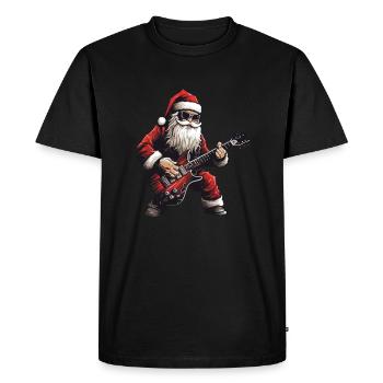 Santa Claus Guitar Santa - Men's Premium Organic T-Shirt - black - Front - Nico (187cm)