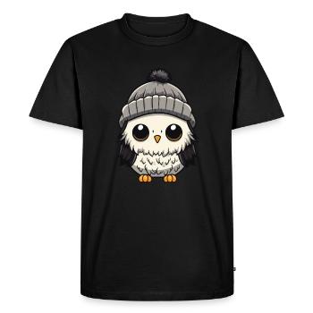 Bande dessinée d’hiver hibou - T-shirt Premium bio Homme - noir - Devant - Nico (187cm)