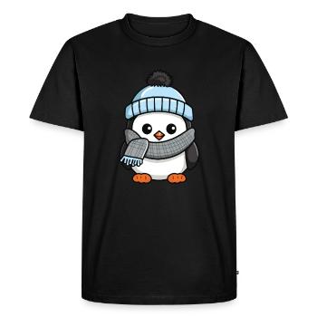 Penguin Winter Comic Cute - Men's Premium Organic T-Shirt - black - Front - Nico (187cm)