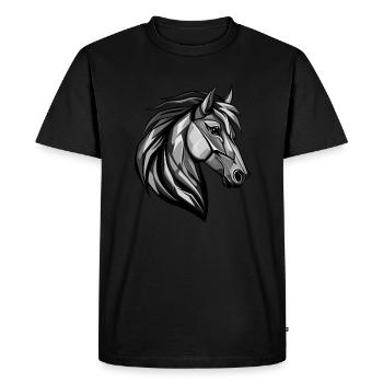 Horse Head Portrait Animal - Men's Premium Organic T-Shirt - black - Front - Nico (187cm)