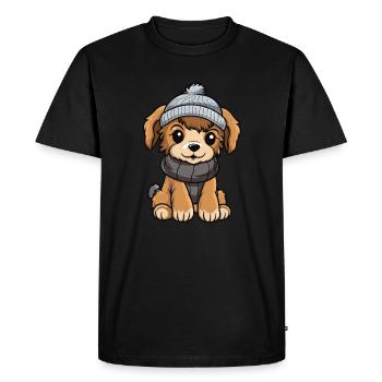 Bande dessinée d’hiver de chien - T-shirt Premium bio Homme - noir - Devant - Nico (187cm)