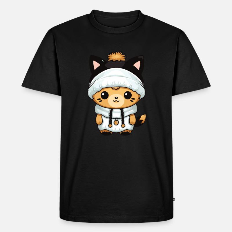 Fuchs Winter Comic - Männer Premium Bio T-Shirt - Schwarz