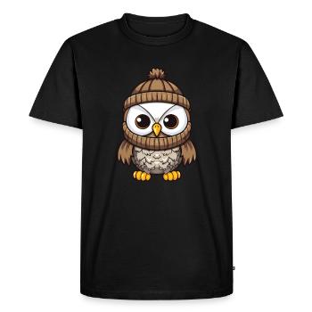 Hibou Comic Hiver Confortable - T-shirt Premium bio Homme - noir - Devant - Nico (187cm)