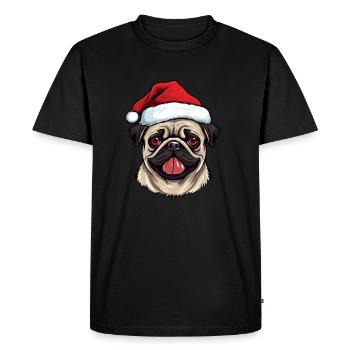 Pug Dog Pug Christmas Head - Men's Premium Organic T-Shirt - black - Front - Nico (187cm)