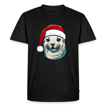 Tête d’animal de Noël de phoque de phoque - T-shirt Premium bio Homme - noir - Devant - Nico (187cm)