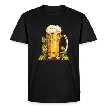 Beer glass, hops, malt, beer - Men's Premium Organic T-Shirt - black - Front - Nico (187cm)