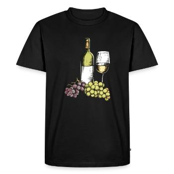 verre à vin vin raisins vin - T-shirt Premium bio Homme - noir - Devant - Nico (187cm)