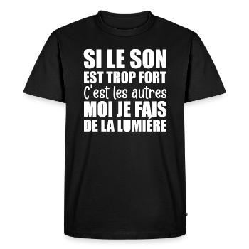 Technicien du Spectacle Fait De La Lumière - T-shirt Premium bio Homme - noir - Devant - Nico (187cm)