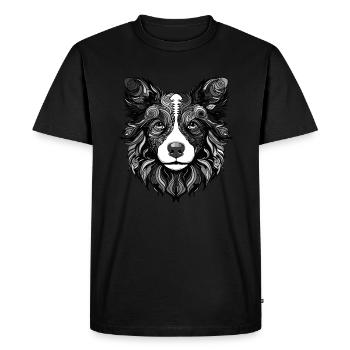 Border Collie Dog Portrait Head Animal - Men's Premium Organic T-Shirt - black - Front - Nico (187cm)