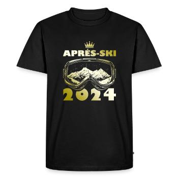 Vacances de ski après-ski 2024 - T-shirt Premium bio Homme - noir - Devant - Nico (187cm)