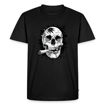 Symbole de cannabis commun au crâne - T-shirt Premium bio Homme - noir - Devant - Nico (187cm)