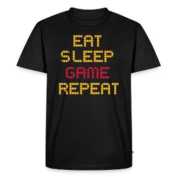 Eat Sleep Game Repeat - Cool disant Gamer Gamer - T-shirt Premium bio Homme - noir - Devant - Nico (187cm)
