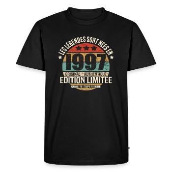 Les légendes sont nées en 1997 - T-shirt Premium bio Homme - noir - Devant - Nico (187cm)