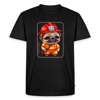 Pompier, amoureux du carlin - T-shirt Premium bio Homme - noir - Devant - Nico (187cm)