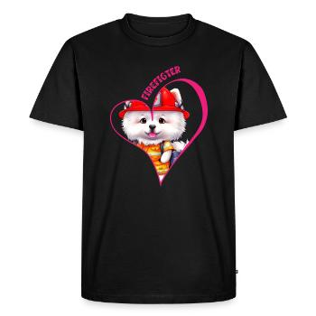 Pompier, amour samoyède - T-shirt Premium bio Homme - noir - Devant - Nico (187cm)