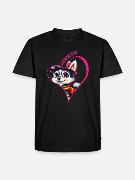 Firefighter, husky love - Men's Premium Organic T-Shirt - black