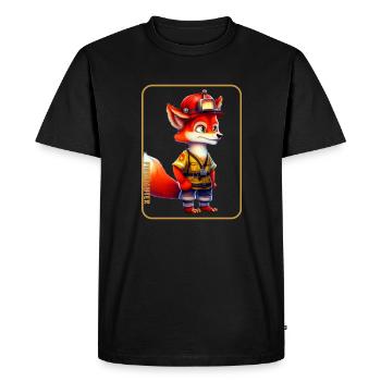 Pompier, amoureux des renards - T-shirt Premium bio Homme - noir - Devant - Nico (187cm)