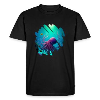 Animaux océaniques, poulpes - T-shirt Premium bio Homme - noir - Devant - Nico (187cm)
