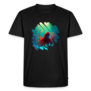Animaux de l’océan, belle pieuvre orange - T-shirt Premium bio Homme - noir - Devant - Nico (187cm)