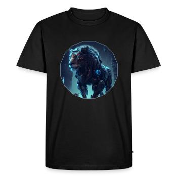 Cyber lion - Men's Premium Organic T-Shirt - black - Front - Nico (187cm)
