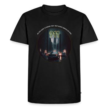 Always arrives on time! - Men's Premium Organic T-Shirt - black - Front - Nico (187cm)
