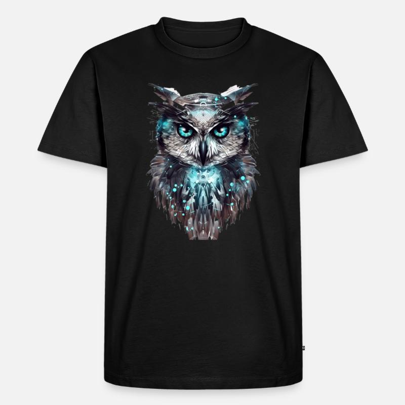 Cyber-Eule - Männer Premium Bio T-Shirt - Schwarz