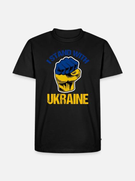 Stoję z ukrainą Flaga ukraińska - Ekologiczna koszulka męska Premium - czarny