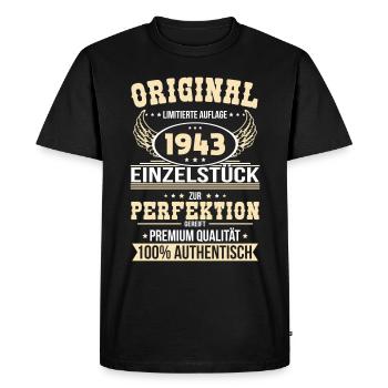 81e anniversaire - Pièce unique originale de 1943 - T-shirt Premium bio Homme - noir - Devant - Nico (187cm)