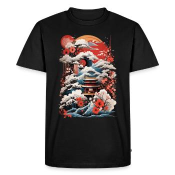 Japanese Mountain Blossom Snow - Men's Premium Organic T-Shirt - black - Front - Nico (187cm)