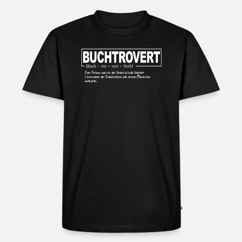 Buchtrovert - Männer Premium Bio T-Shirt - Schwarz