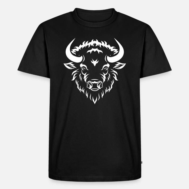 Bison Büffel - Männer Premium Bio T-Shirt - Schwarz