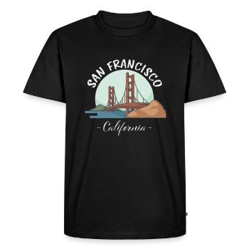 San Francisco - Golden Gate Bridge - Californie - T-shirt Premium bio Homme - noir - Devant - Nico (187cm)