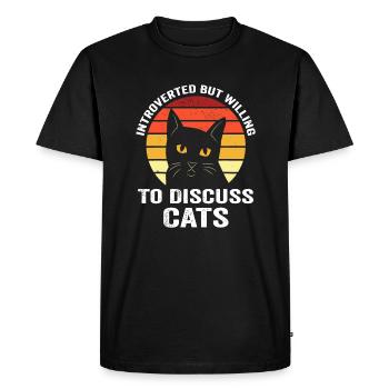 Introverted But Willing To Discuss Cats - Men's Premium Organic T-Shirt - black - Front - Nico (187cm)