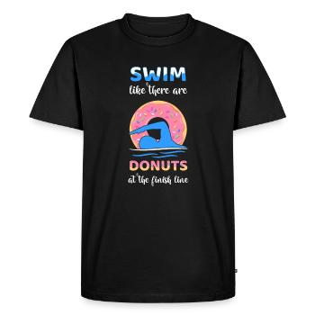 Swim Like There Are Donuts At The Finish Line - Men's Premium Organic T-Shirt - black - Front - Nico (187cm)