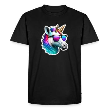 pride sticker unicorn with glass removebg preview - Men's Premium Organic T-Shirt - black - Front - Nico (187cm)