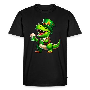 St. Patrick's Day T-Rex Beer Funny Party Shirt - Men's Premium Organic T-Shirt - black - Front - Nico (187cm)