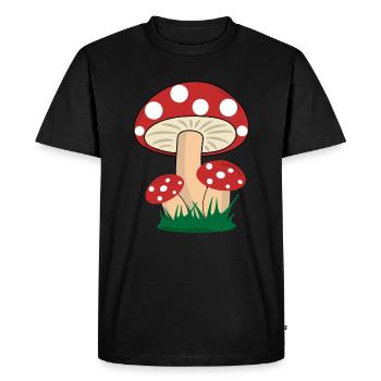 Mushrooms toadstools boletus forest mushroom picking - Men's Premium Organic T-Shirt - black - Front - Nico (187cm)