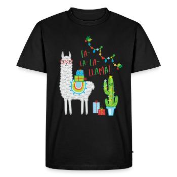 Fa la Llama Christmas Sweater Christmas Gift - Men's Premium Organic T-Shirt - black - Front - Nico (187cm)