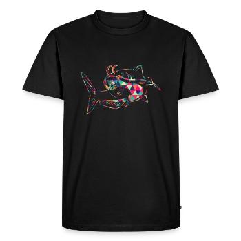 Geometric Catfish Colorful - Men's Premium Organic T-Shirt - black - Front - Nico (187cm)
