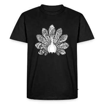 Peacock Peacock Floral Pattern - Men's Premium Organic T-Shirt - black - Front - Nico (187cm)