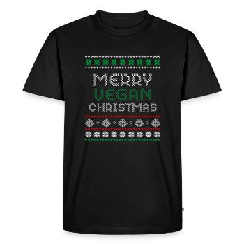 Joyeux Noël végétalien Vegane Weihnachten - T-shirt Premium bio Homme - noir - Devant - Nico (187cm)