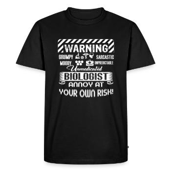 Biologist Biologist Warning - Men's Premium Organic T-Shirt - black - Front - Nico (187cm)