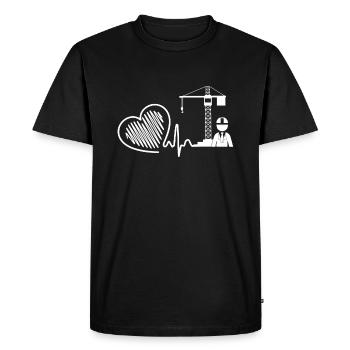 Crane Operator Crane Operator Heartbeat - Men's Premium Organic T-Shirt - black - Front - Nico (187cm)