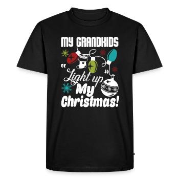 Grandkid My Grandkids Light Up My Christmas - Men's Premium Organic T-Shirt - black - Front - Nico (187cm)