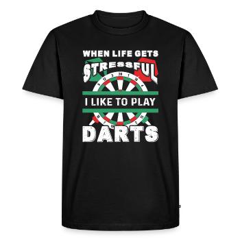 Dart I Like To Play Darts - Men's Premium Organic T-Shirt - black - Front - Nico (187cm)