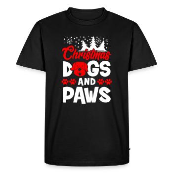 Dog Lover Christmas Dog And Paws - Men's Premium Organic T-Shirt - black - Front - Nico (187cm)