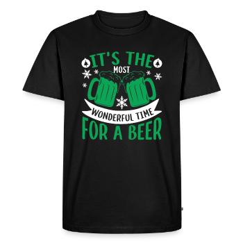 Christmas Wonderful Time For A Beer - Men's Premium Organic T-Shirt - black - Front - Nico (187cm)