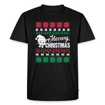 Cat Christmas Cat Lover Merry Christmas - Men's Premium Organic T-Shirt - black - Front - Nico (187cm)