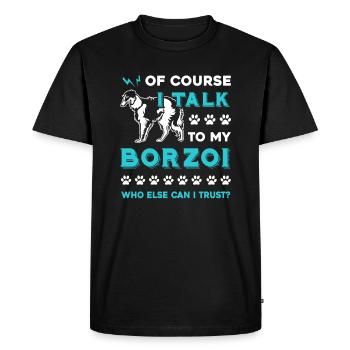 Borzoi I Talk To My Borzoi - Men's Premium Organic T-Shirt - black - Front - Nico (187cm)